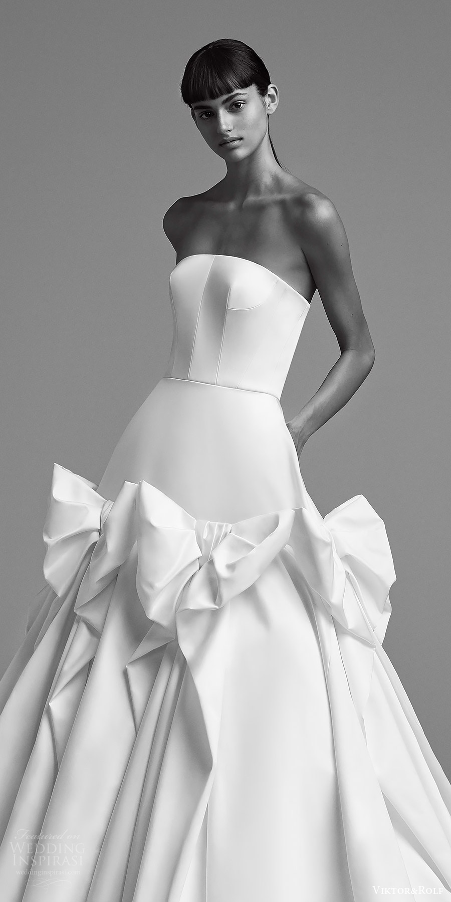 viktor and rolf fall 2018 bridal strapless straight across ball gown wedding dress (9) zv romantic modern