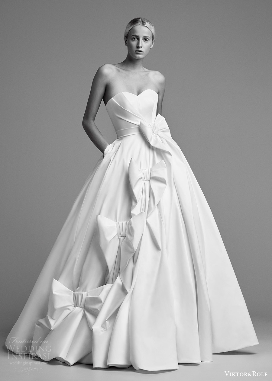 viktor and rolf fall 2018 bridal strapless sweetheart ball gown wedding dress embellished skirt (9) mv romantic modern