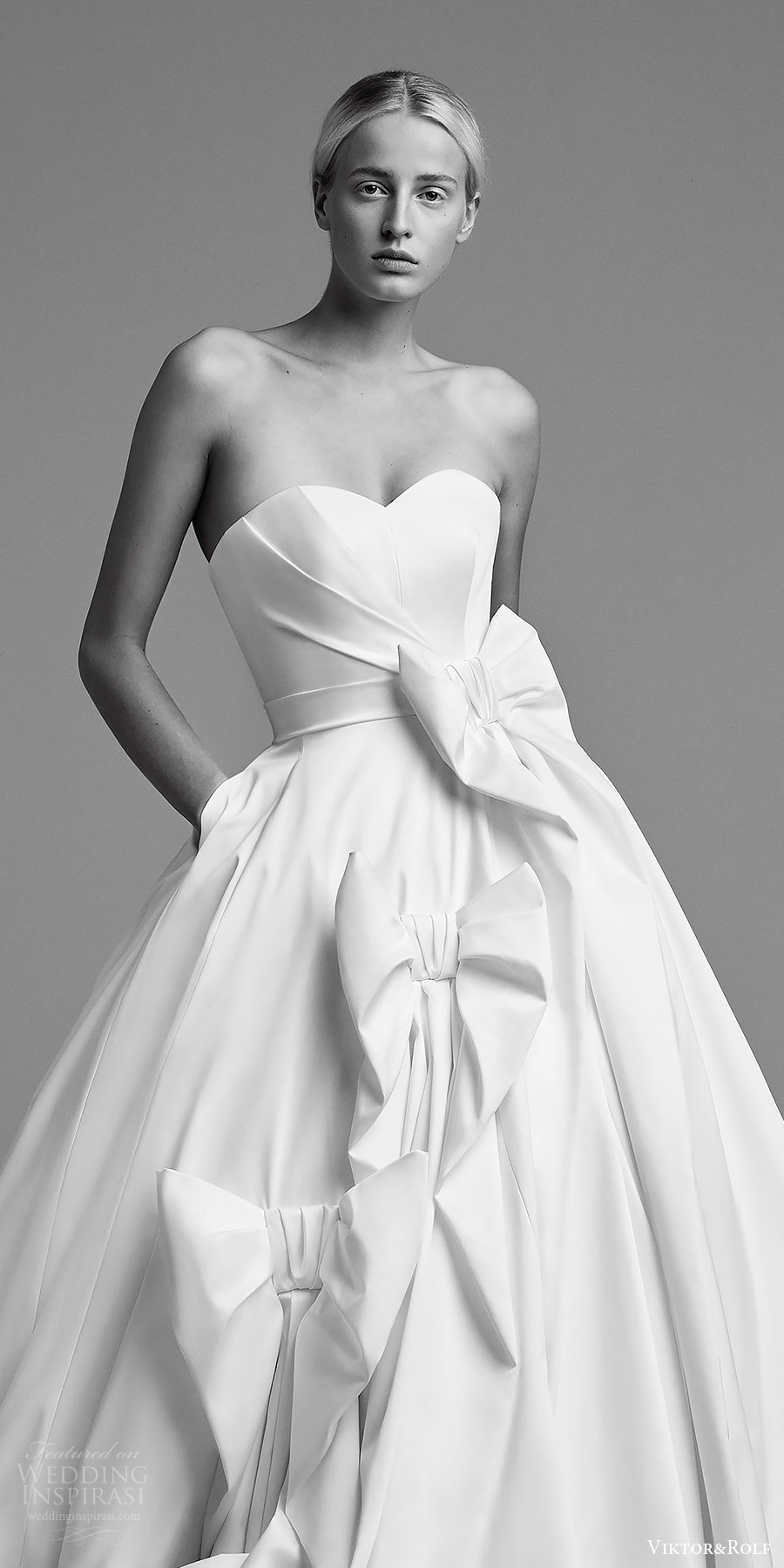 viktor and rolf fall 2018 bridal strapless sweetheart ball gown wedding dress embellished skirt (9) zv romantic modern