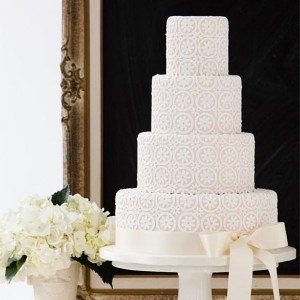 white 4 tier white pattern wedding cake (25) mv