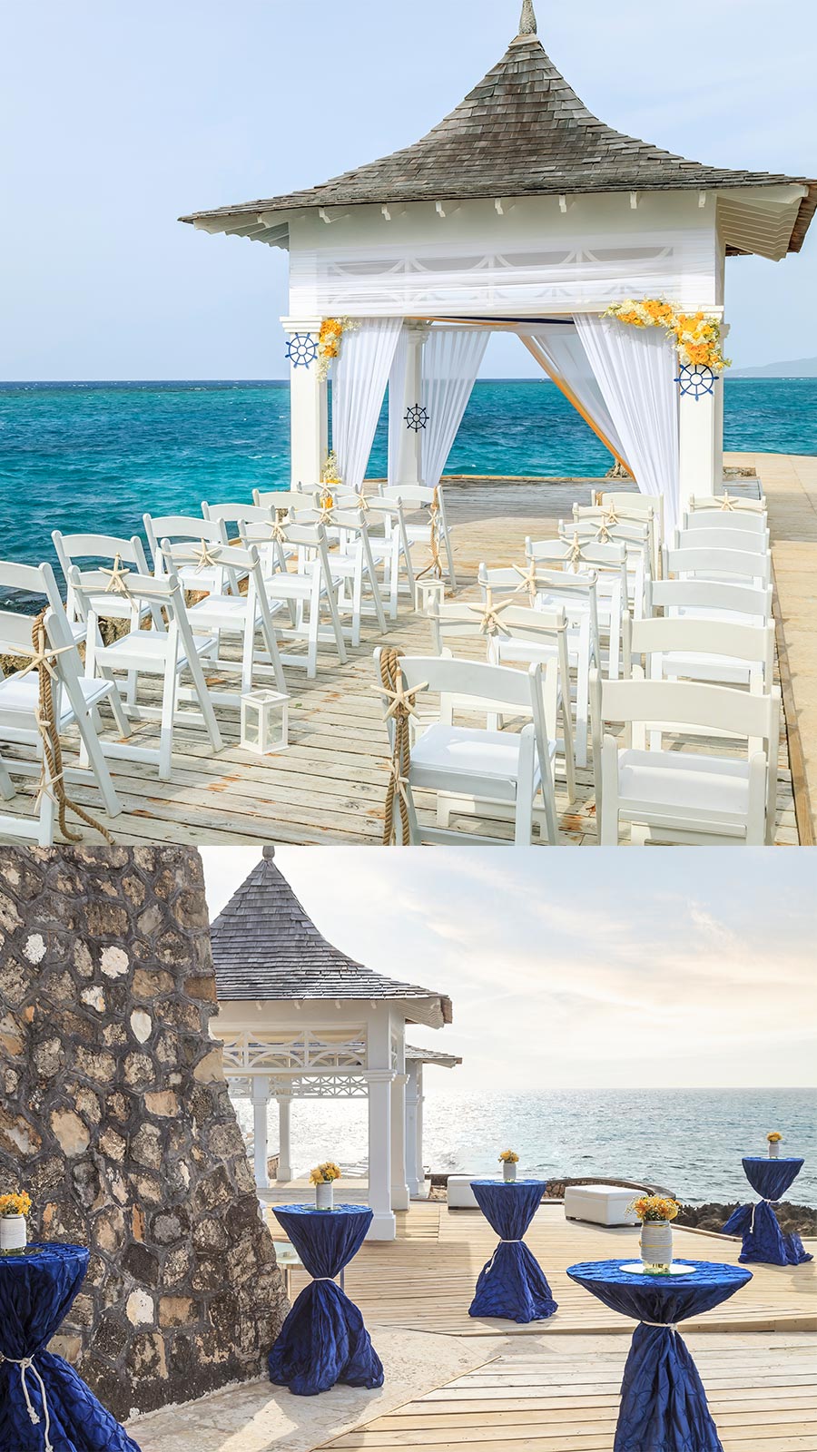 apple vacations jamaican destination wedding couples resorts tower isles ocho rios beach front wedding decor