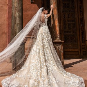 crystal design 2018 sleevess illusion jewel sweetheart neckline full embellishment princess ivory a  line wedding dress sheer button back royal train (comely) bv