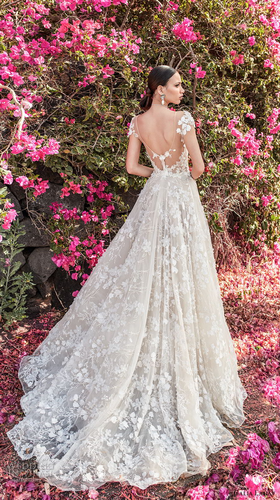 galia lahav couture fall 2018 bridal cap sleeves sweetheart neckline full embellishment elegant romantic a  line wedding dress open back chapel train (1) bv