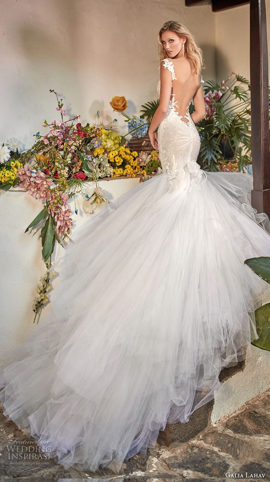 galia lahav couture fall 2018 bridal cap sleeves sweetheart neckline heavily embellished bodice tulle skirt mermaid wedding dress low open back chapel train (9) bv galia lahav couture fall 2018 bridal cap sleeves sweetheart neckline heavily embellished bodice tulle skirt mermaid wedding dress low open back chapel train (9) bv