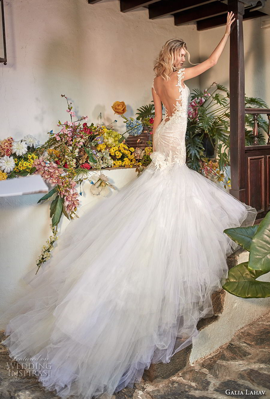 galia lahav couture fall 2018 bridal cap sleeves sweetheart neckline heavily embellished bodice tulle skirt mermaid wedding dress low open back chapel train (9) sdv galia lahav couture fall 2018 bridal cap sleeves sweetheart neckline heavily embellished bodice tulle skirt mermaid wedding dress low open back chapel train (9) sdv