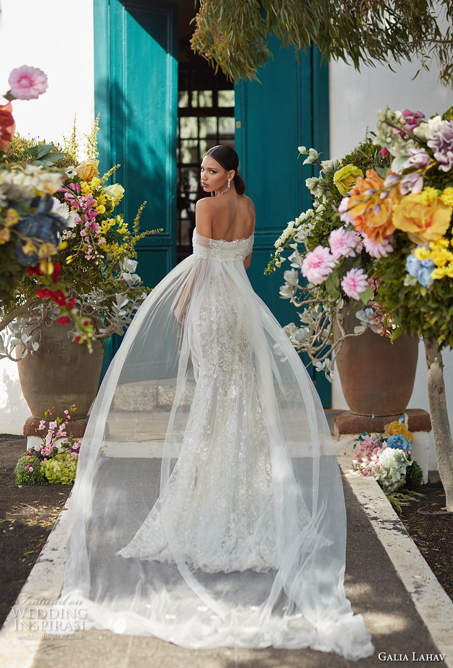 galia lahav couture fall 2018 bridal off the shoulder straight across neckline full embellishment elegant fit and flare wedding dress sweep train (16) bv