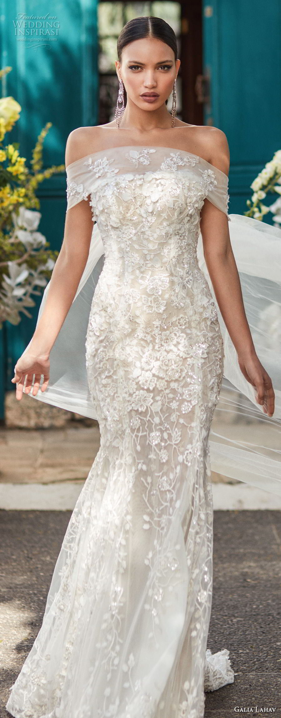 galia lahav couture fall 2018 bridal off the shoulder straight across neckline full embellishment elegant fit and flare wedding dress sweep train (16) lv galia lahav couture fall 2018 bridal off the shoulder straight across neckline full embellishment elegant fit and flare wedding dress sweep train (16) lv