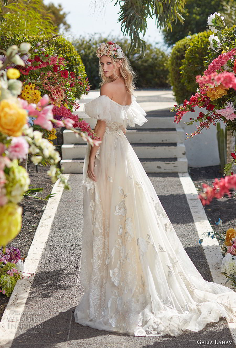 galia lahav couture fall 2018 bridal short sleeves off the shoulder full embellishment romantic princess a line wedding dress sweep train (15) bv galia lahav couture fall 2018 bridal short sleeves off the shoulder full embellishment romantic princess a line wedding dress sweep train (15) bv