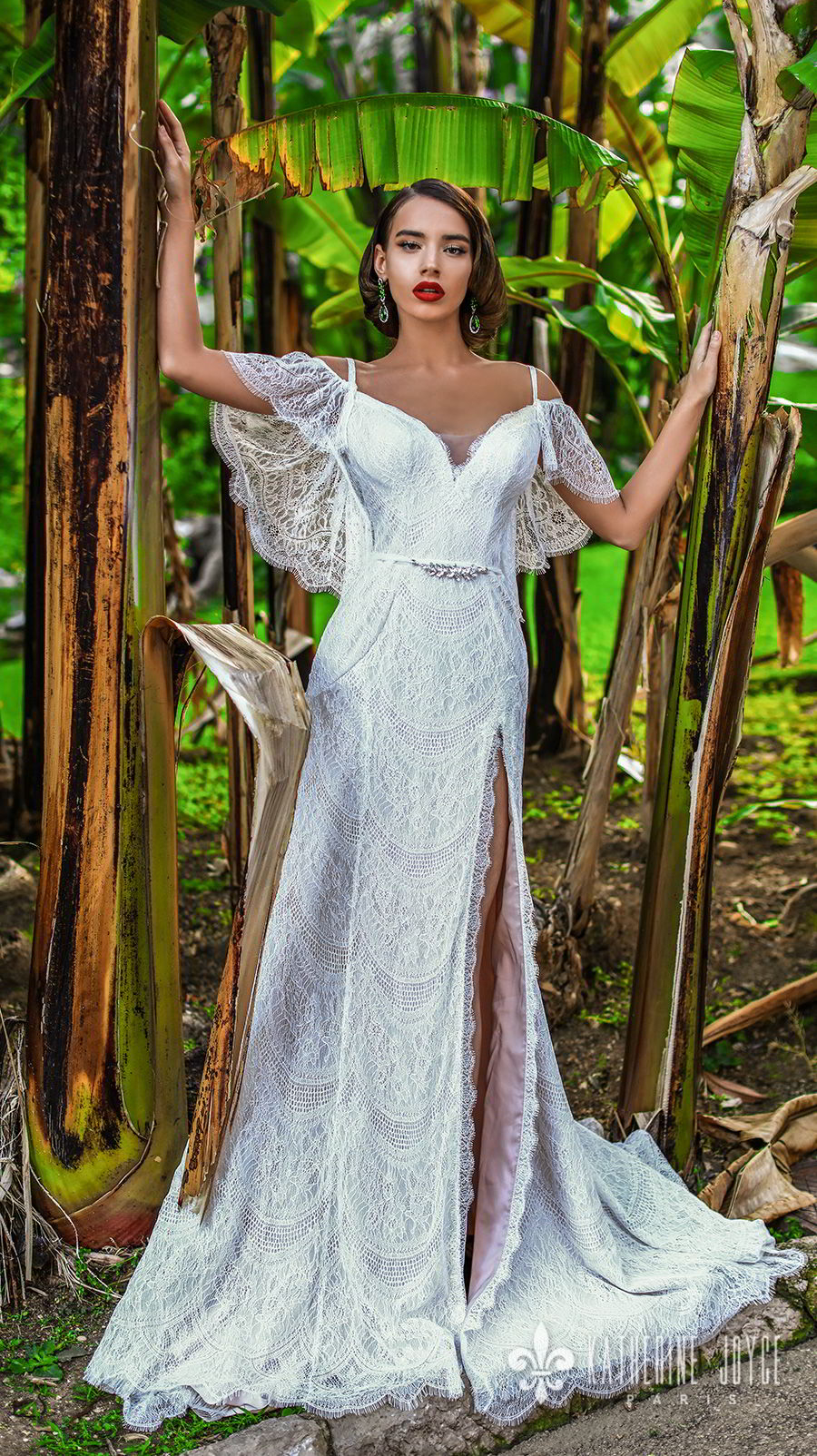 katherine joyce 2018 off the shoulder short butterfly sleevess sweetheart neckline full embellishment slit skirt romantic bohemian a line wedding dress open v back medium train (beatrise) mv katherine joyce 2018 off the shoulder short butterfly sleevess sweetheart neckline full embellishment slit skirt romantic bohemian a line wedding dress open v back medium train (beatrise) mv