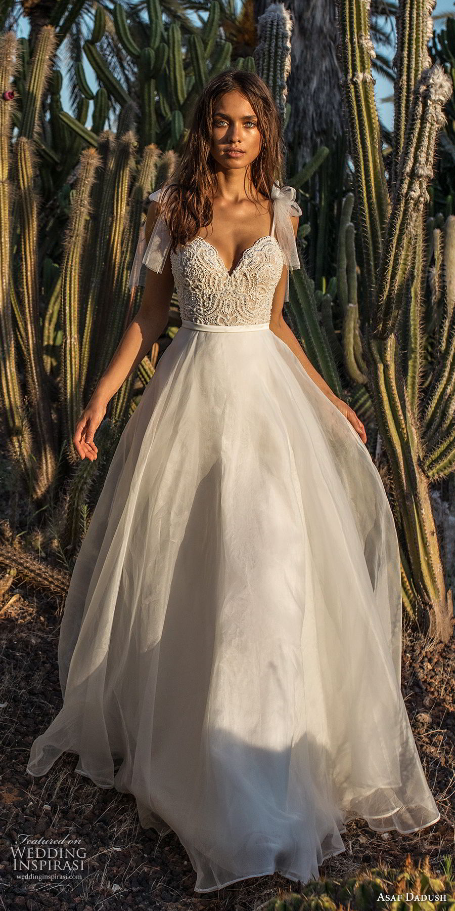 asaf dadush 2018 bridal spaghetti strap sweetheart neckline heavily embellished bodice romantic a  line wedding dress open back sweep train (3) mv