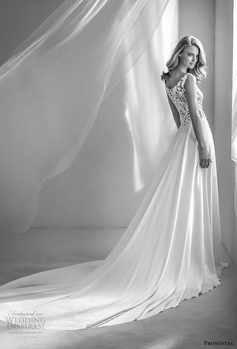 atelier pronovias 2018 bridal sleeveless v neck heavily embellished bodice high side slit elegant a  line wedding dress lace back chapel train (23) bv