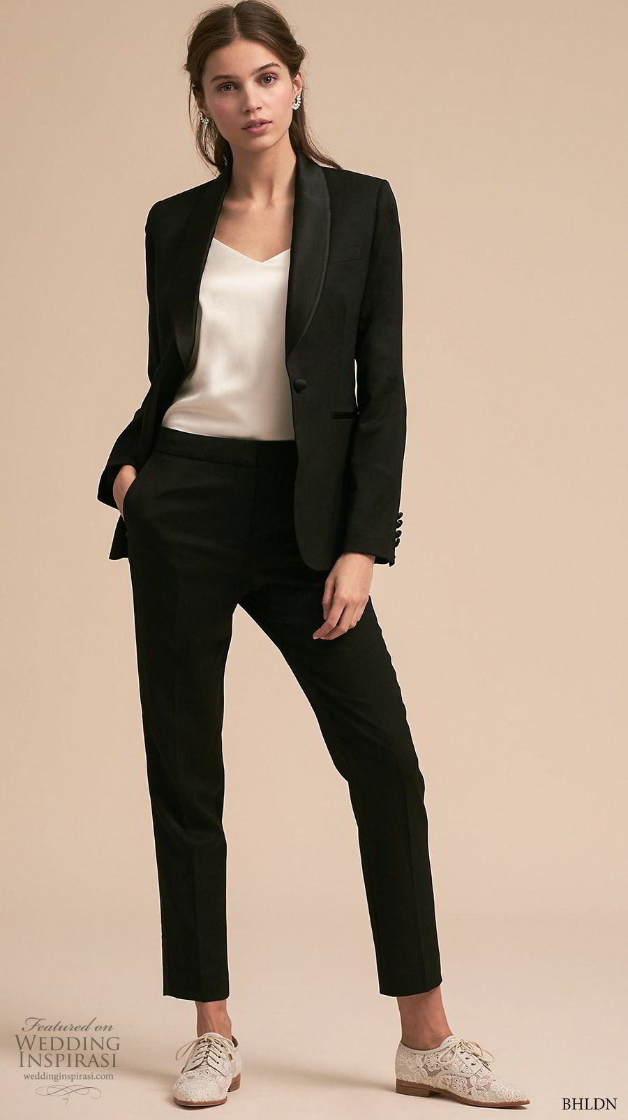 bhldn 2018 away bridal black blazer kipp pants tuxedo set mv