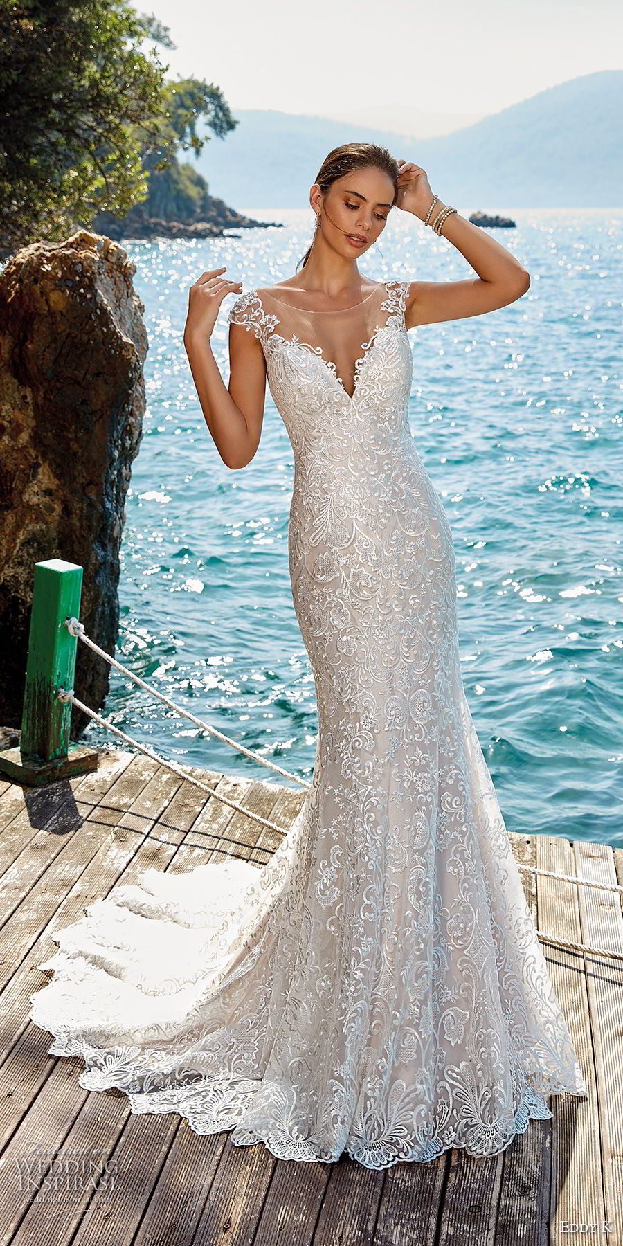 eddy k 2018 bridal cap sleeves illusion bateau sweetheart neckline full embellishment elegant fit and flare wedding dress sheer button back chapel train (26) mv eddy k 2018 bridal cap sleeves illusion bateau sweetheart neckline full embellishment elegant fit and flare wedding dress sheer button back chapel train (26) mv