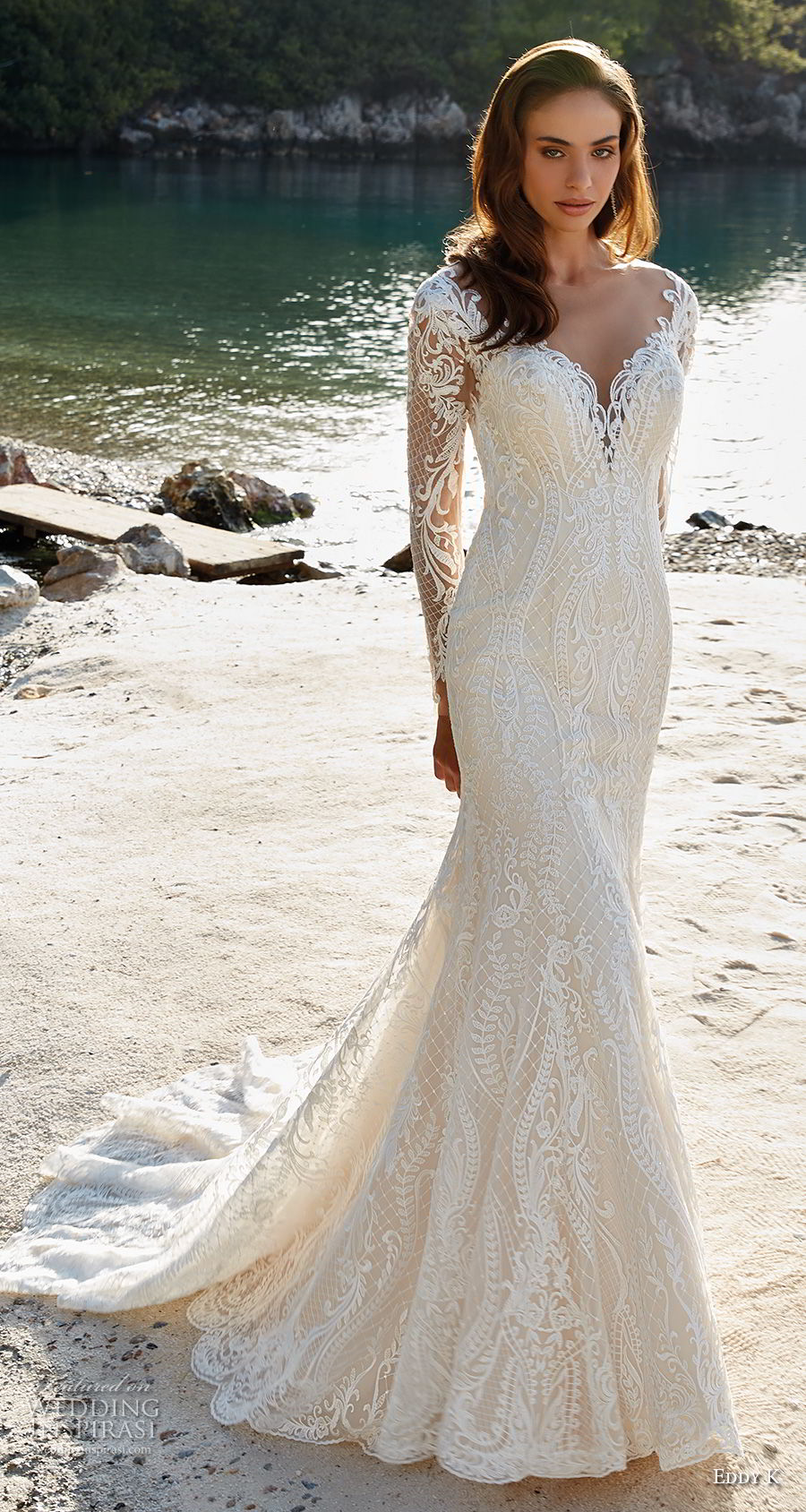 eddy k 2018 bridal long sleeves deep sweetheat neckline full embellishment elegant fit and flare wedding dress sheer button back chapel train (15) mv eddy k 2018 bridal long sleeves deep sweetheat neckline full embellishment elegant fit and flare wedding dress sheer button back chapel train (15) mv