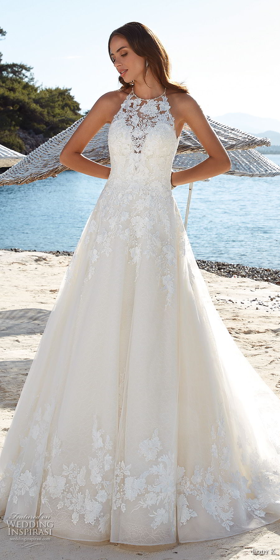 eddy k 2018 bridal sleeveless halter neck heavily embellished bodice romantic a line wedding dress keyhole back chapel train (33) mv eddy k 2018 bridal sleeveless halter neck heavily embellished bodice romantic a line wedding dress keyhole back chapel train (33) mv