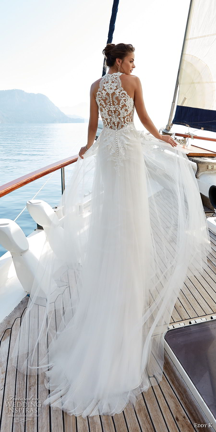 eddy k 2018 bridal sleeveless illusion halter jewel sweetheart neckline heavily embellished bodice romantic soft a line wedding dress razor lace back chapel train (9) bv eddy k 2018 bridal sleeveless illusion halter jewel sweetheart neckline heavily embellished bodice romantic soft a line wedding dress razor lace back chapel train (9) bv