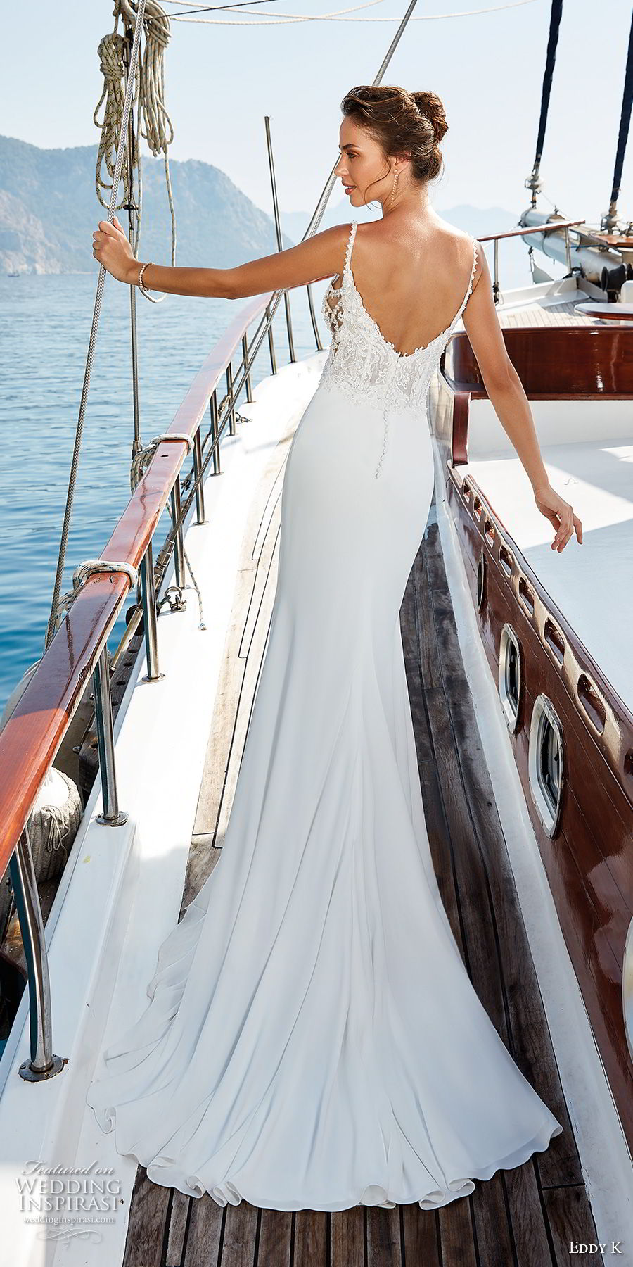 eddy k 2018 bridal sleeveless thin strap v neck heavily embellished bodice elegant sheath wedding dress open back sweep train (31) bv