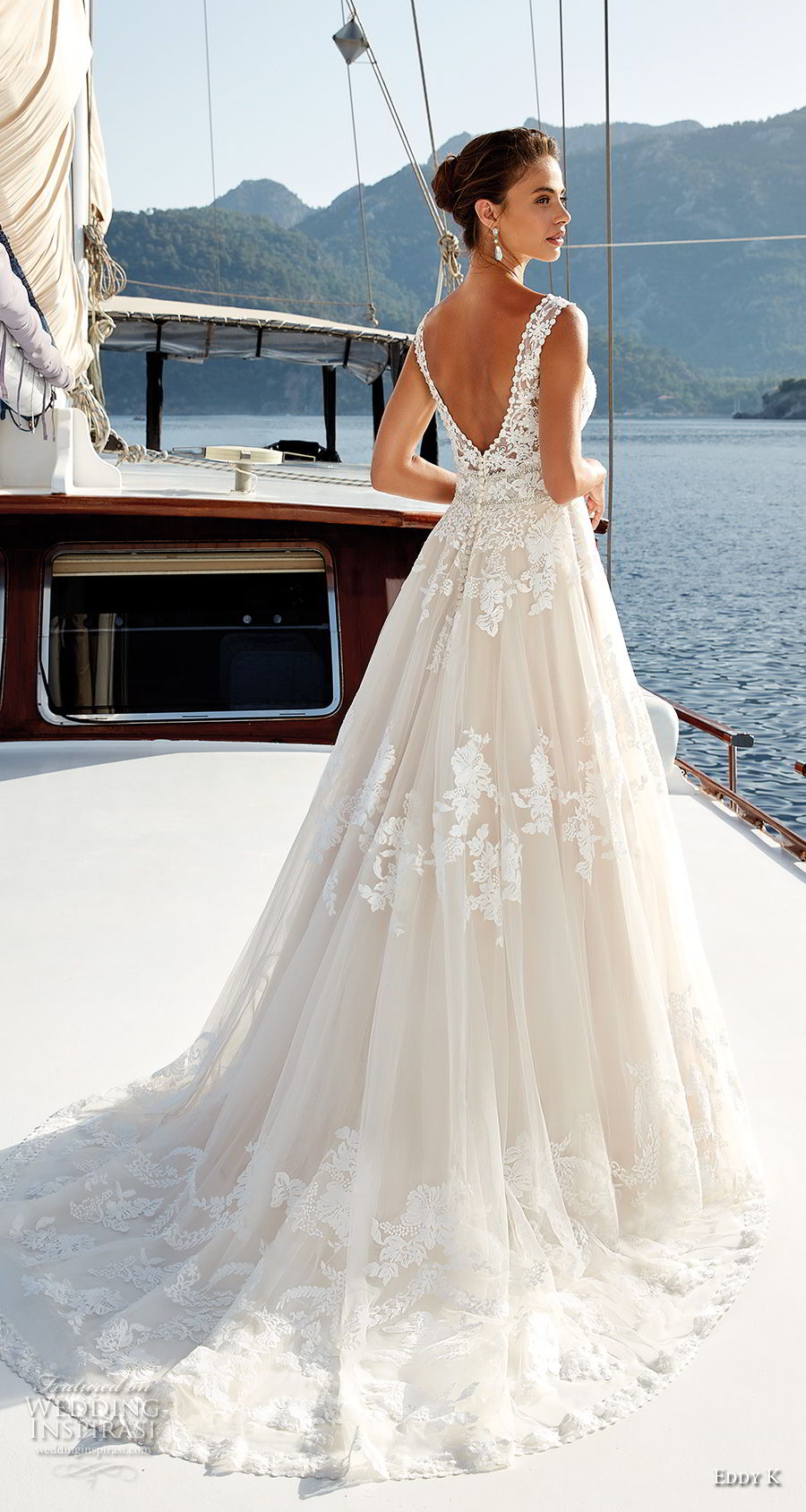 eddy k 2018 bridal sleeveless v neck heavily embellished bodice romantic a line wedding dress v back chapel train (21) bv eddy k 2018 bridal sleeveless v neck heavily embellished bodice romantic a line wedding dress v back chapel train (21) bv