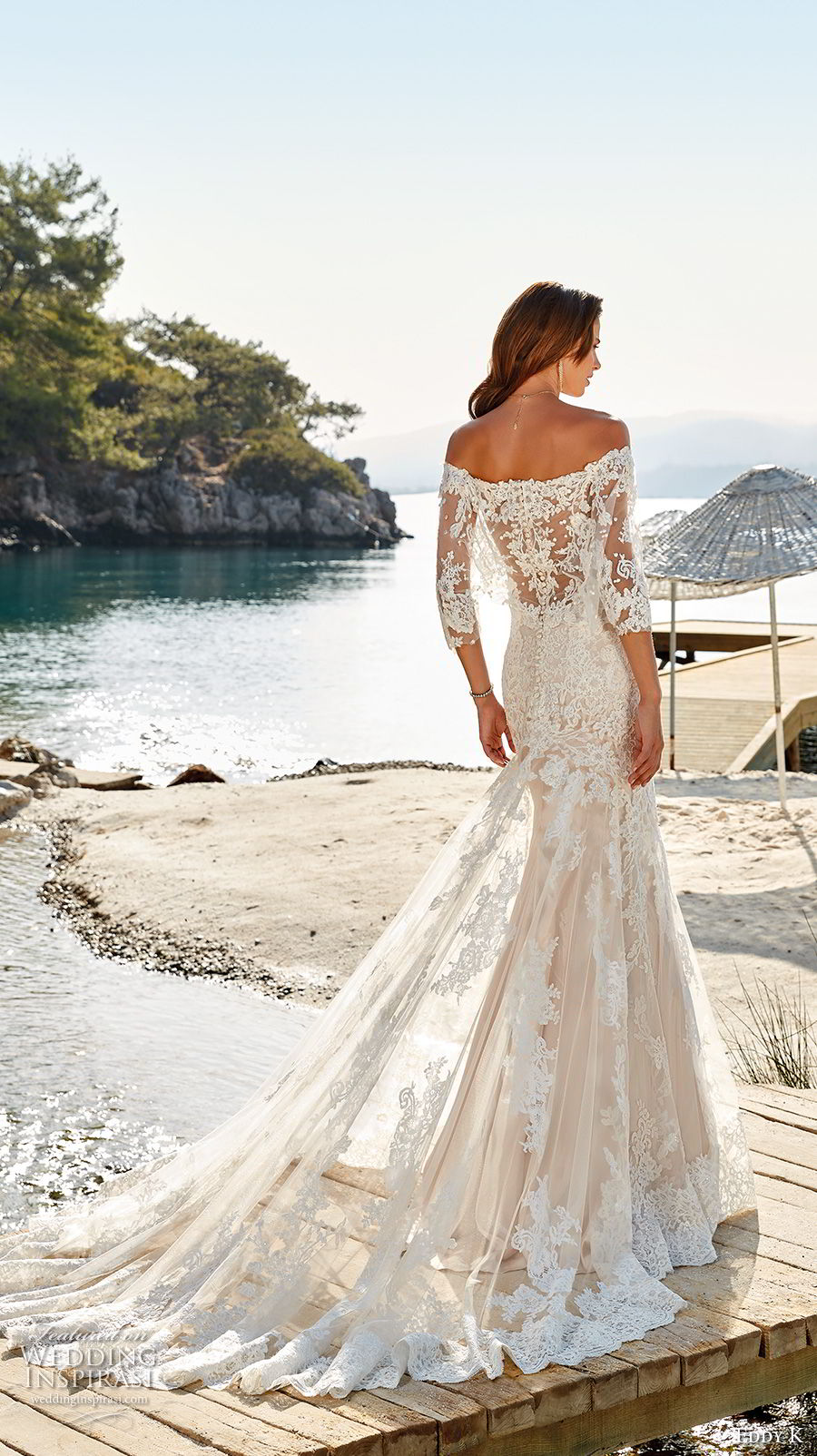 eddy k 2018 bridal three quarter sleeves deep sweetheart neckline full embellishment elegant fit and flare wedding dress sheer lace back chapel train (14) bv eddy k 2018 bridal three quarter sleeves deep sweetheart neckline full embellishment elegant fit and flare wedding dress sheer lace back chapel train (14) bv