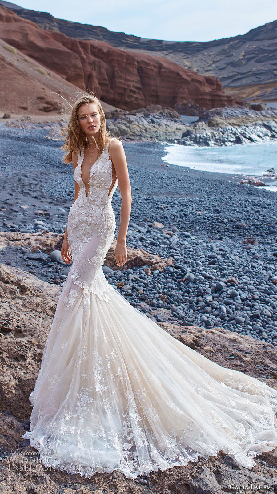 galia lahav gala 2018 bridal sleeveless deep v neck heavily embellished bodice open side elegant sexy mermaid wedding dress v back chapel train (3) mv