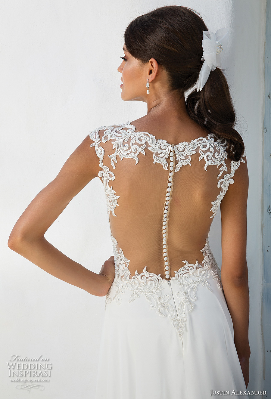 justin alexander 2018 bridal sleeveless illusion jewel v neck heavily embellished bodice romantic a  line wedding dress sheer button back medium train (13) zbv