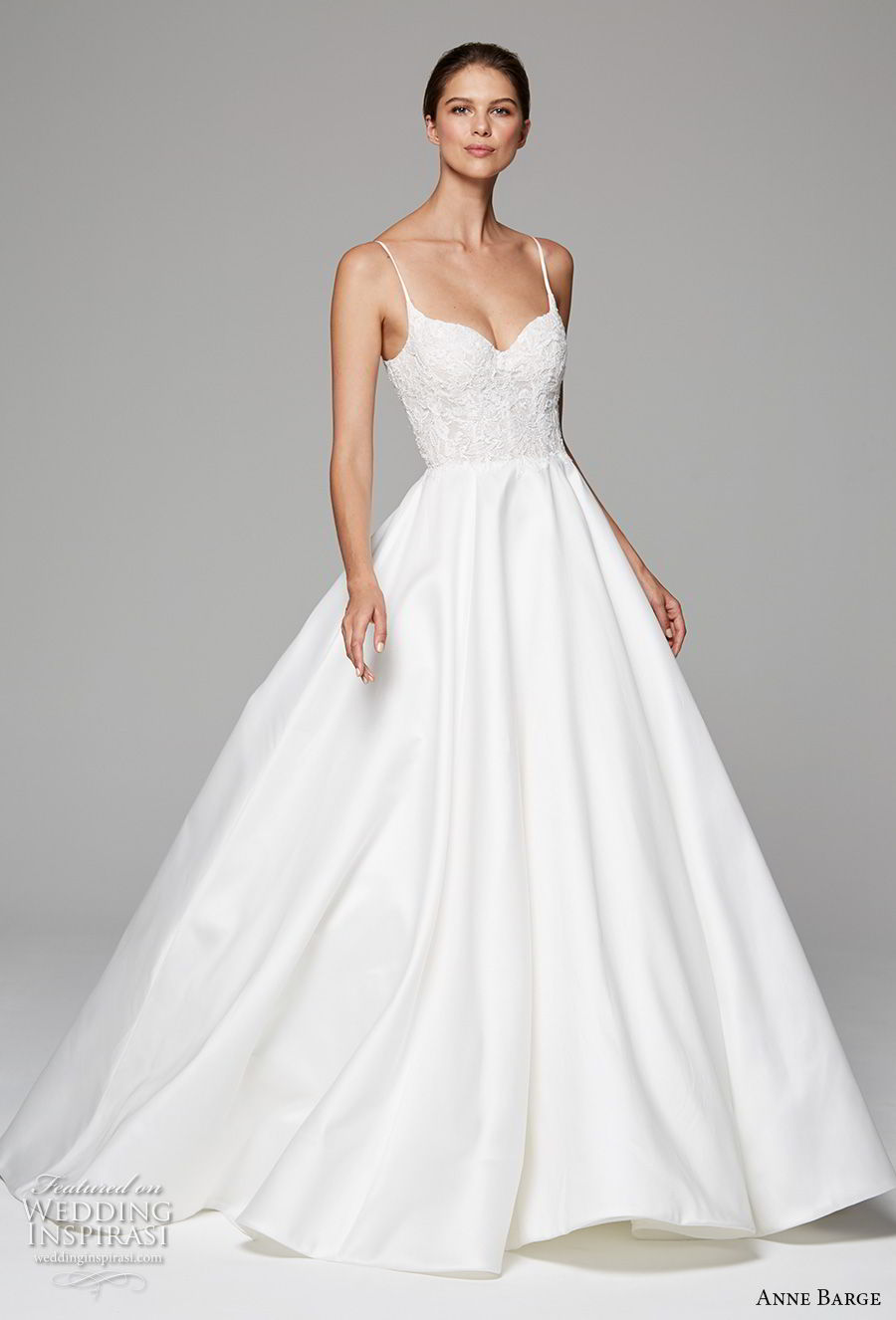 anne barge fall 2018 bridal sleeveless spaghetii sweetheart neckline heavily embellished bodice romantic princess a  line wedding dress open back sweep train (10) mv