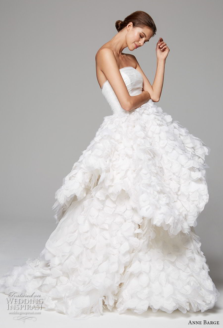 anne barge fall 2018 bridal strapless straight across neckline simple bodice ruffled skirt romantic ball gown wedding dress chapel train (1) mv anne barge fall 2018 bridal strapless straight across neckline simple bodice ruffled skirt romantic ball gown wedding dress chapel train (1) mv