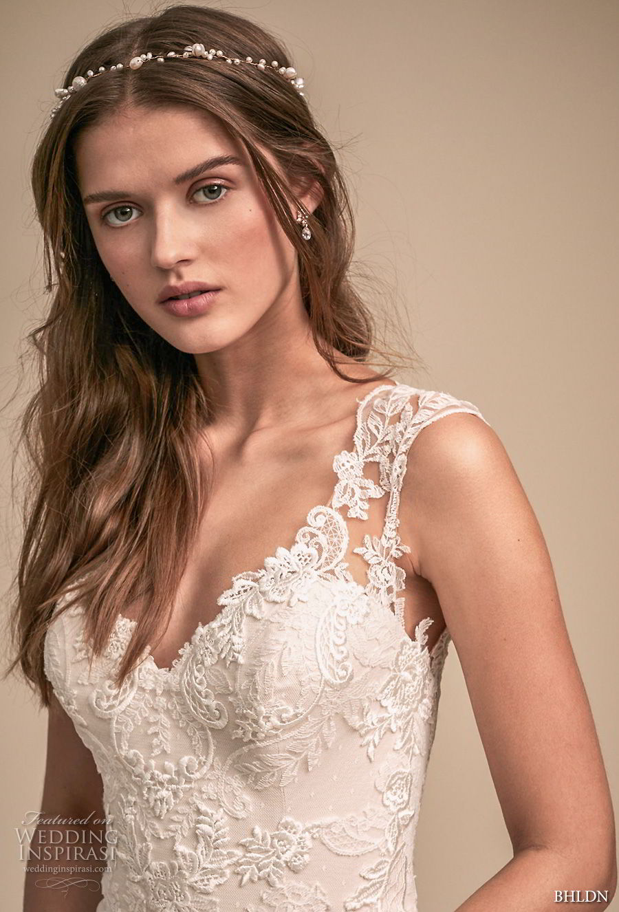 bhldn 2018 whispers bridal cap sleeves v neck full embellishment romantic elegant mermaid wedding dress sheer button back sweep train (5) zv 