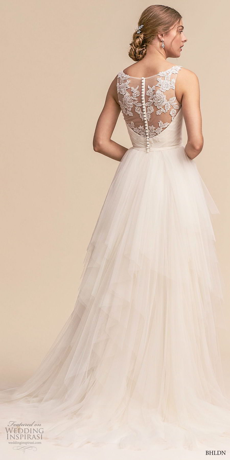 bhldn 2018 whispers bridal sleeveless deep v neck wrap over bodice simple romantic soft a  line wedding dress sheer lace back short train (1) bv