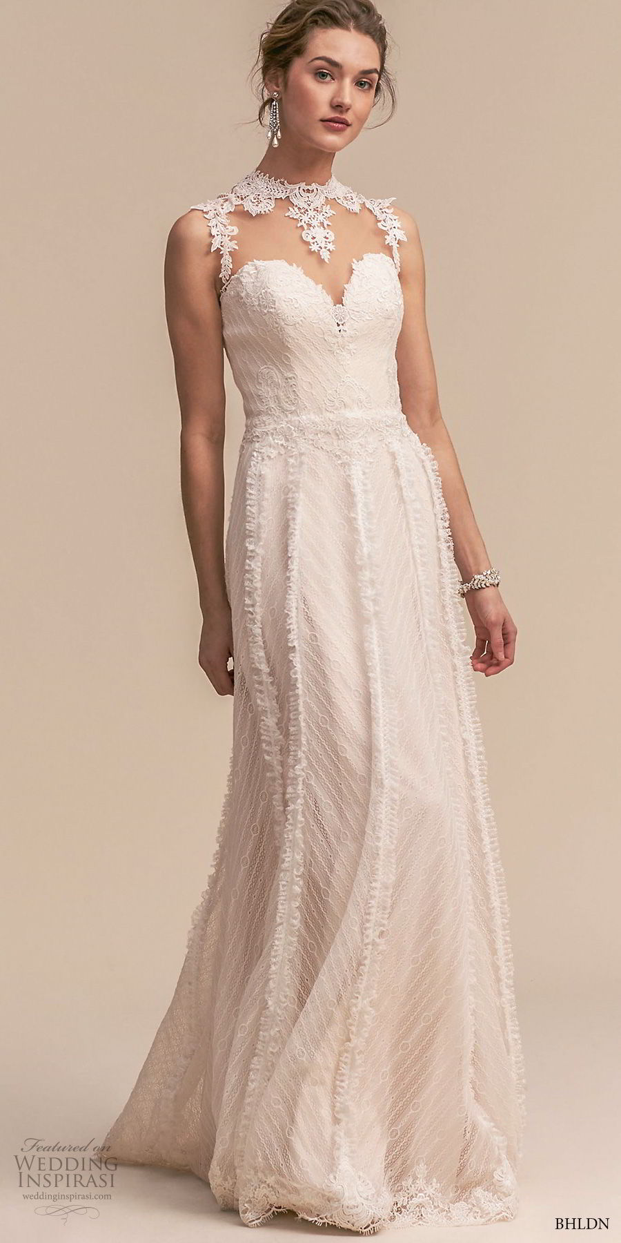 bhldn 2018 whispers bridal sleeveless illusion jewel sweetheart neckline full embellishment romantic a  line wedding dress sheer button back sweep train (2) mv