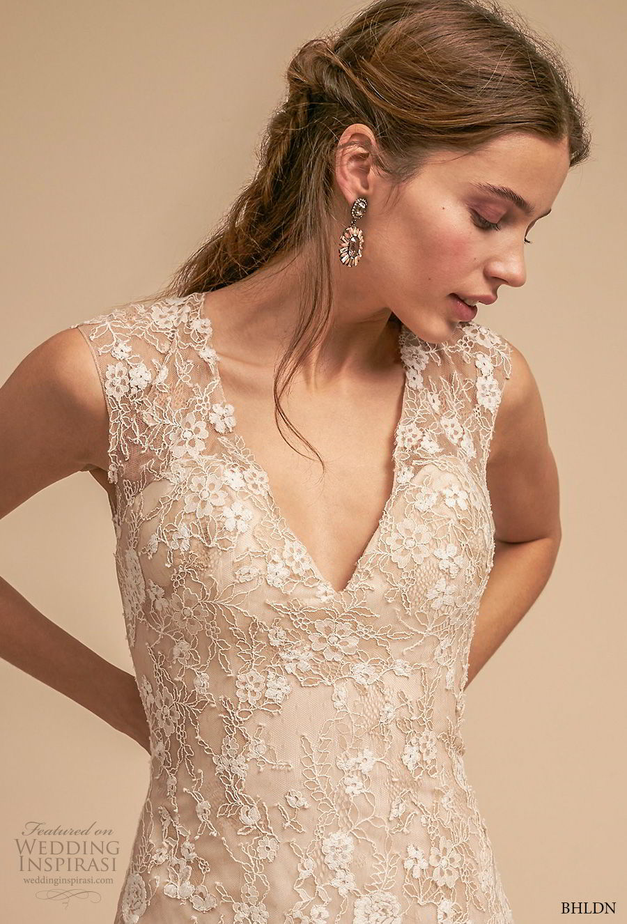 bhldn 2018 whispers bridal sleeveless thick strap v neck full embellishment romantic a  line wedding dress keyhole back short train (12) zv