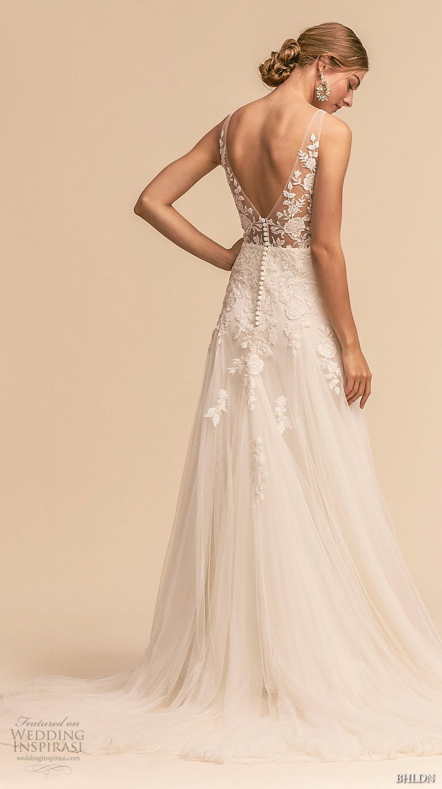 bhldn 2018 whispers bridal sleeveless v neck heavily embellished bodice romantic a  line wedding dress v back sweep train (8) bv 