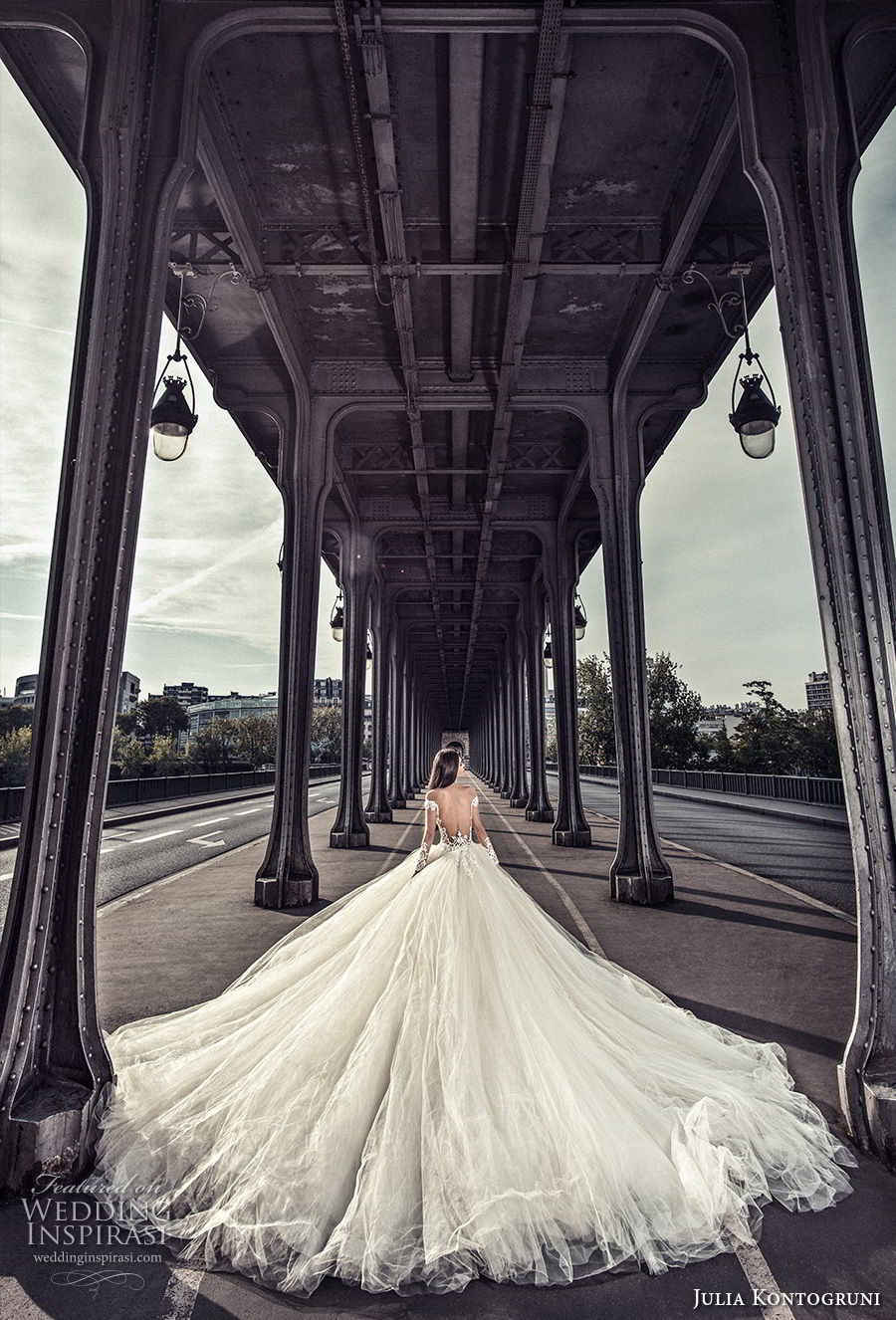 julia kontogruni 2018 bridal long sleeves deep plunging v neck heavily embellished bodice princess ball gown wedding dress open back royal train (2) bv