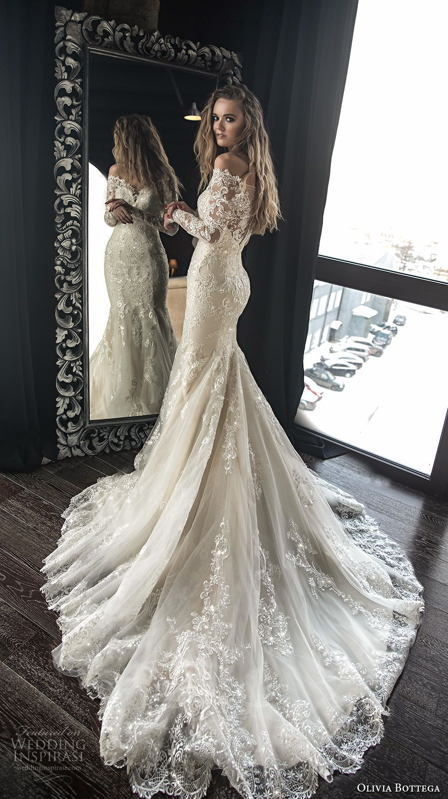 long sleeve bridal dress with embellished back wedding dresses