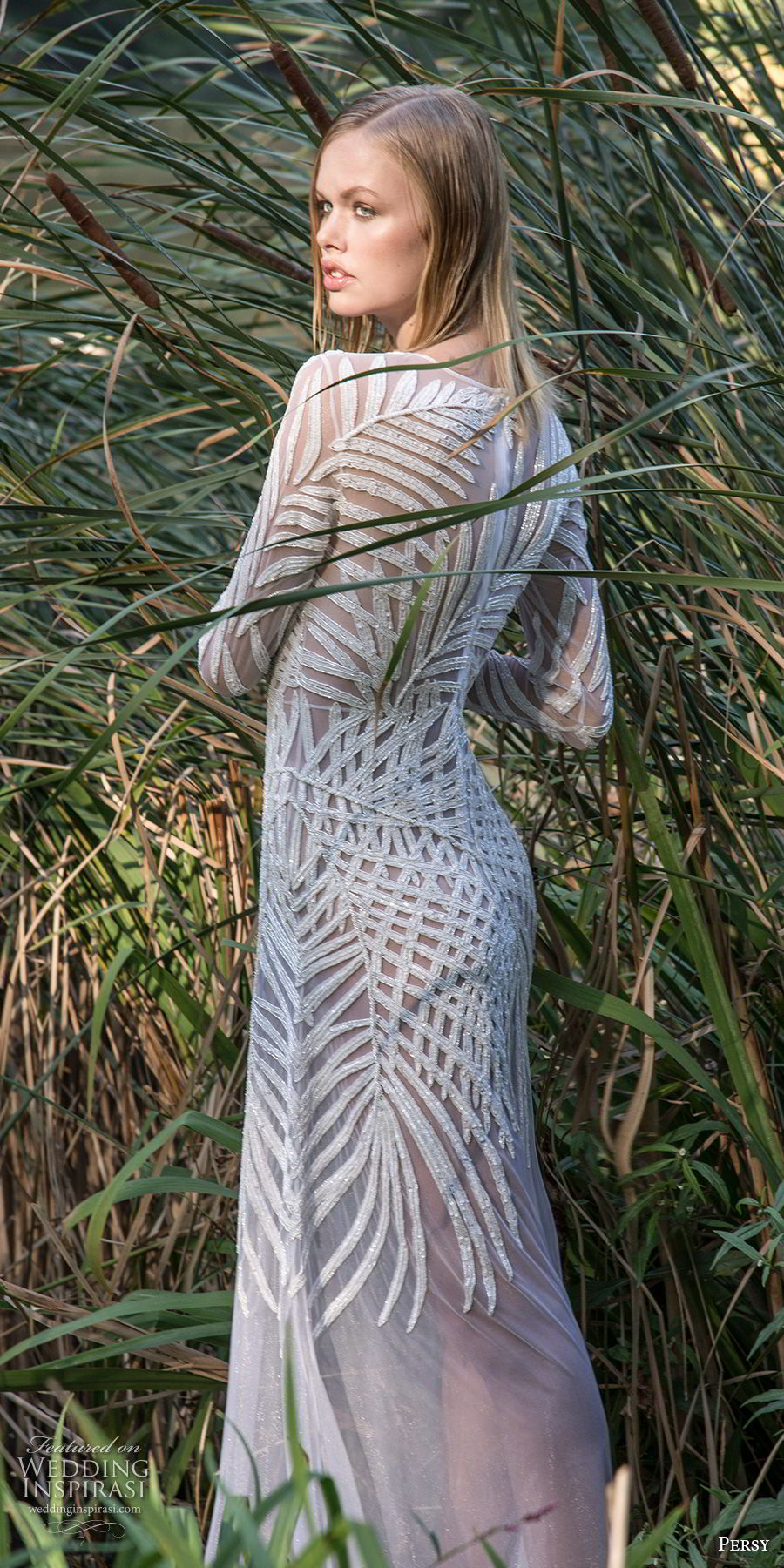 persy fall 2018 bridal long sleeves jewel neck full embellishment elegant sheath wedding dress lace back (1) bv