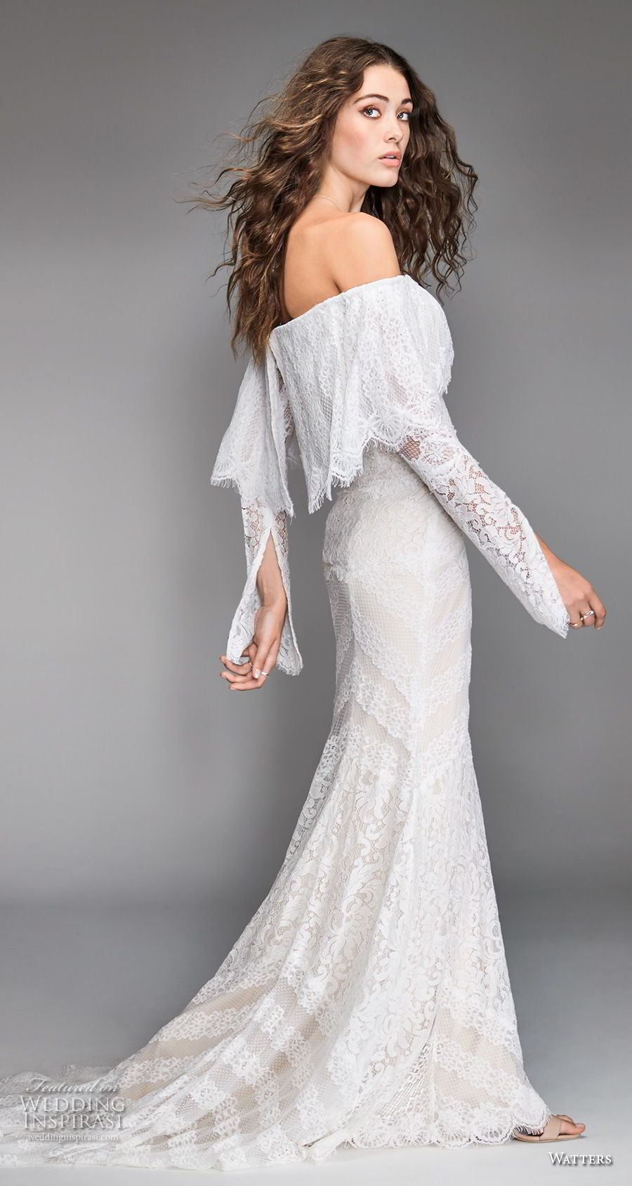 willow by watters spring 2018 long sleeves off the shoulder straight across neckline heavily embellished bodice bohemian fit and flare wedding dress sweep train (12) sdv