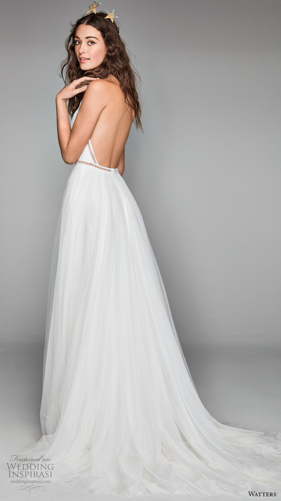 willow by watters spring 2018 sleeveless halter jewel neck heavily embellished bodice romantic soft a  line wedding dress low back chapel train (3) bv