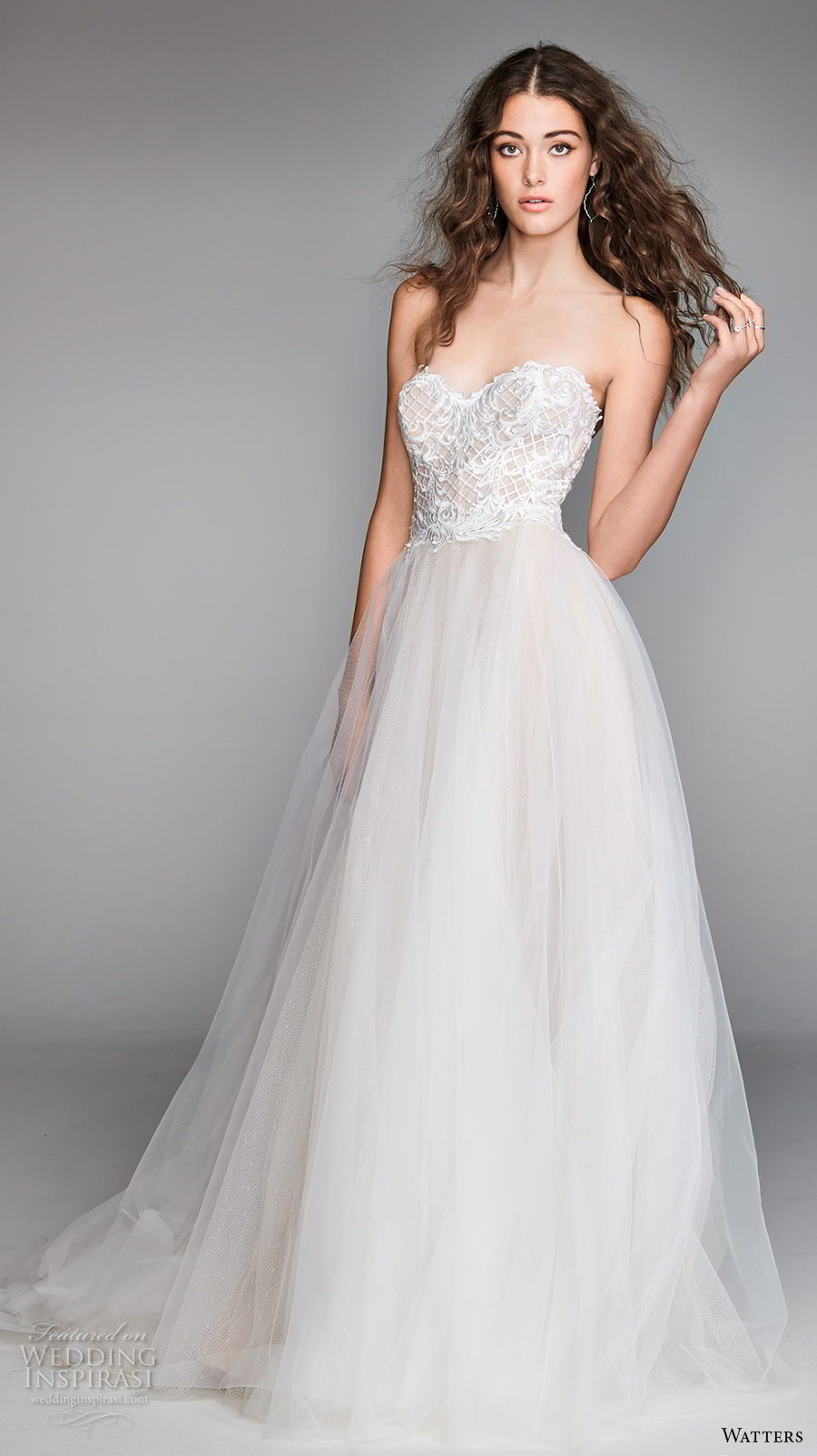 willow by watters spring 2018 strapless sweetheart neckline  heavily embellished bodice tulle skirt romantic a  line wedding dress sweep train (17) mv