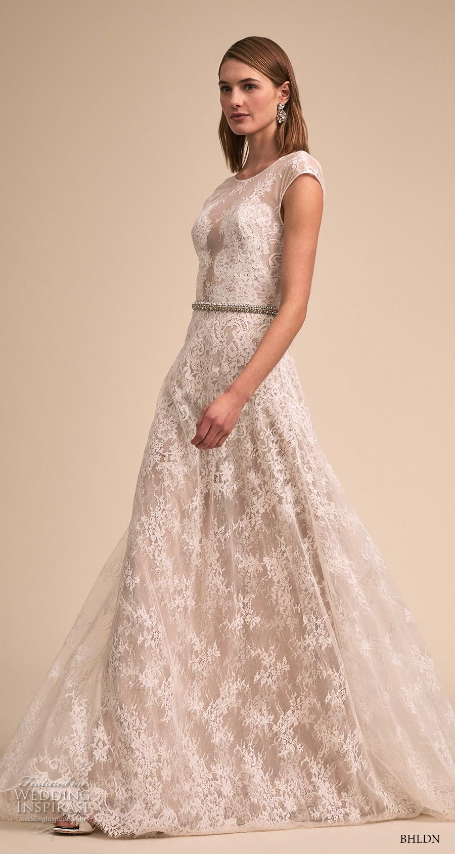 bhldn 2018 bridal cap sleeves bateau neckline full embellishment romantic soft a line wedding dress v back short train (4) mv bhldn 2018 bridal cap sleeves bateau neckline full embellishment romantic soft a line wedding dress v back short train (4) mv