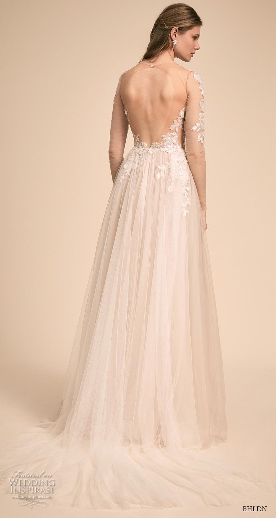 bhldn 2018 bridal long sleeves deep v neck heavily embellished bodice tulle skirt romantic soft a line wedding dress (5) bv bhldn 2018 bridal long sleeves deep v neck heavily embellished bodice tulle skirt romantic soft a line wedding dress (5) bv