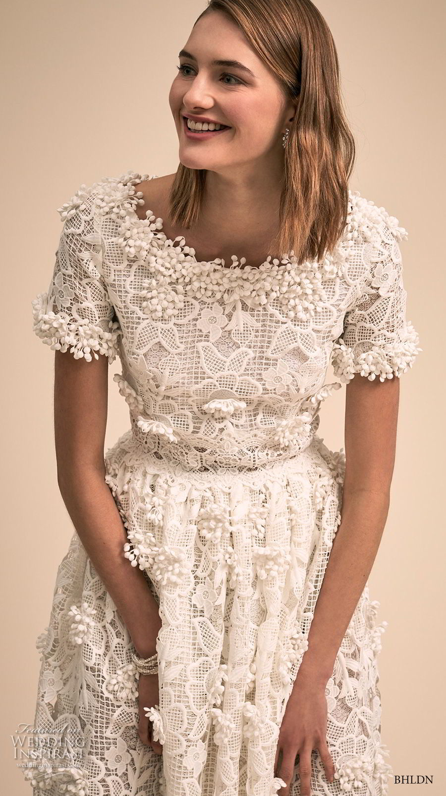 bhldn 2018 bridal short sleeves bateau neck full embellishment romantic tea length short wedding dress (10) zv bhldn 2018 bridal short sleeves bateau neck full embellishment romantic tea length short wedding dress (10) zv