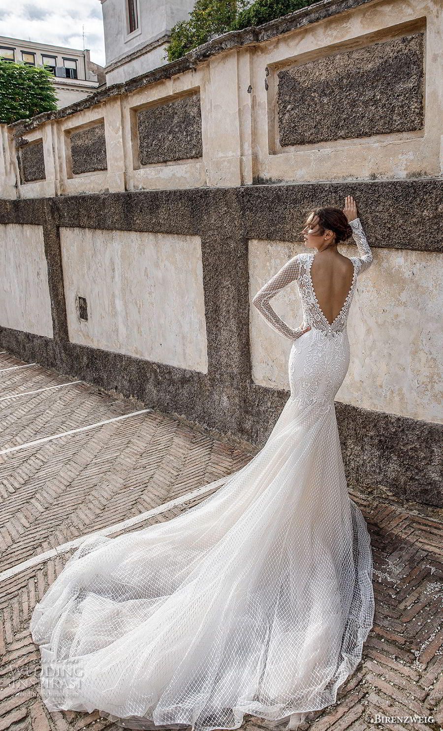 birenzweig 2018 bridal long sleeves deep plunging sweetheart neckline full embellishment elegant sexy fit and flare wedding dress open v back chapel train (11) bv birenzweig 2018 bridal long sleeves deep plunging sweetheart neckline full embellishment elegant sexy fit and flare wedding dress open v back chapel train (11) bv
