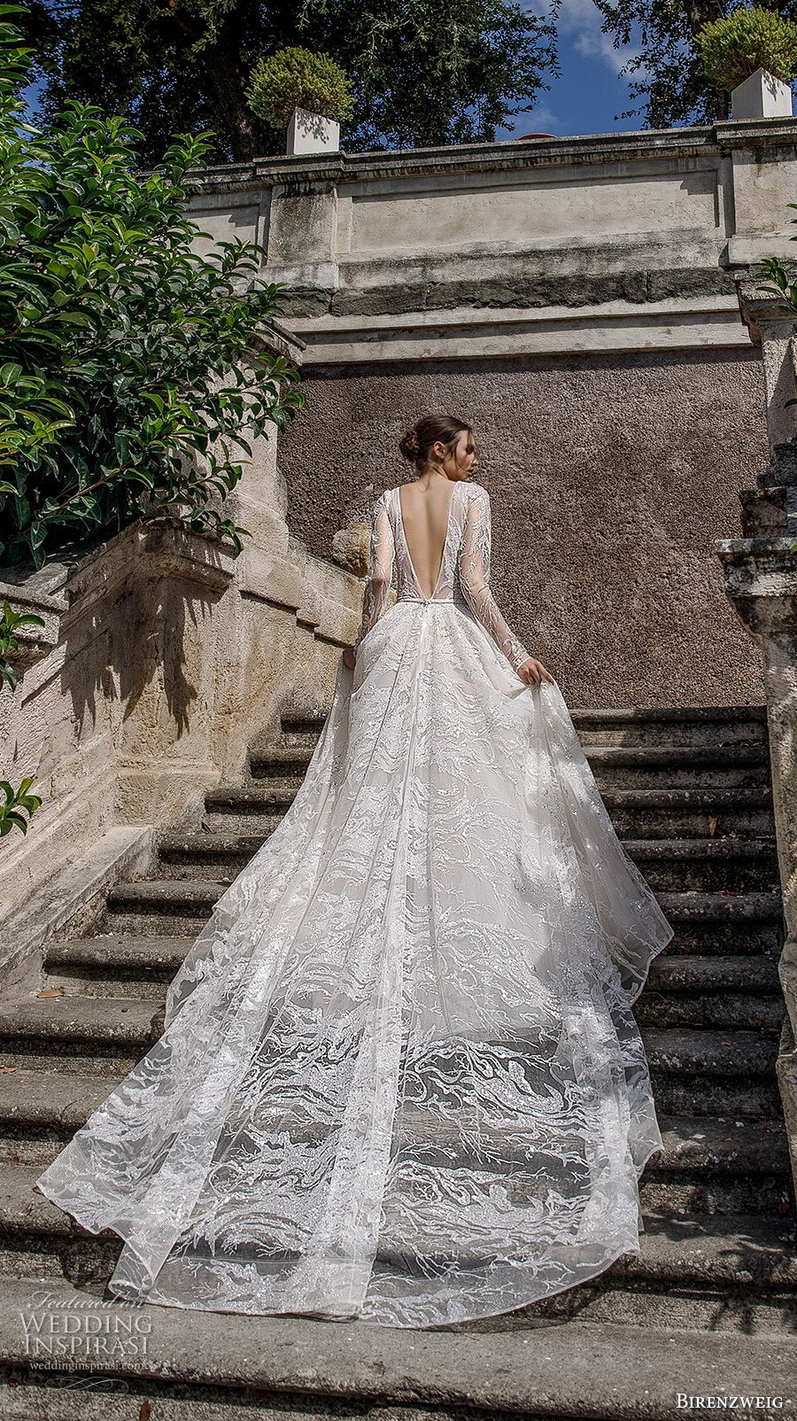birenzweig 2018 bridal long sleeves deep v neck full embellishment romantic sexy a line wedding dress open v back royal train (12) bv birenzweig 2018 bridal long sleeves deep v neck full embellishment romantic sexy a line wedding dress open v back royal train (12) bv