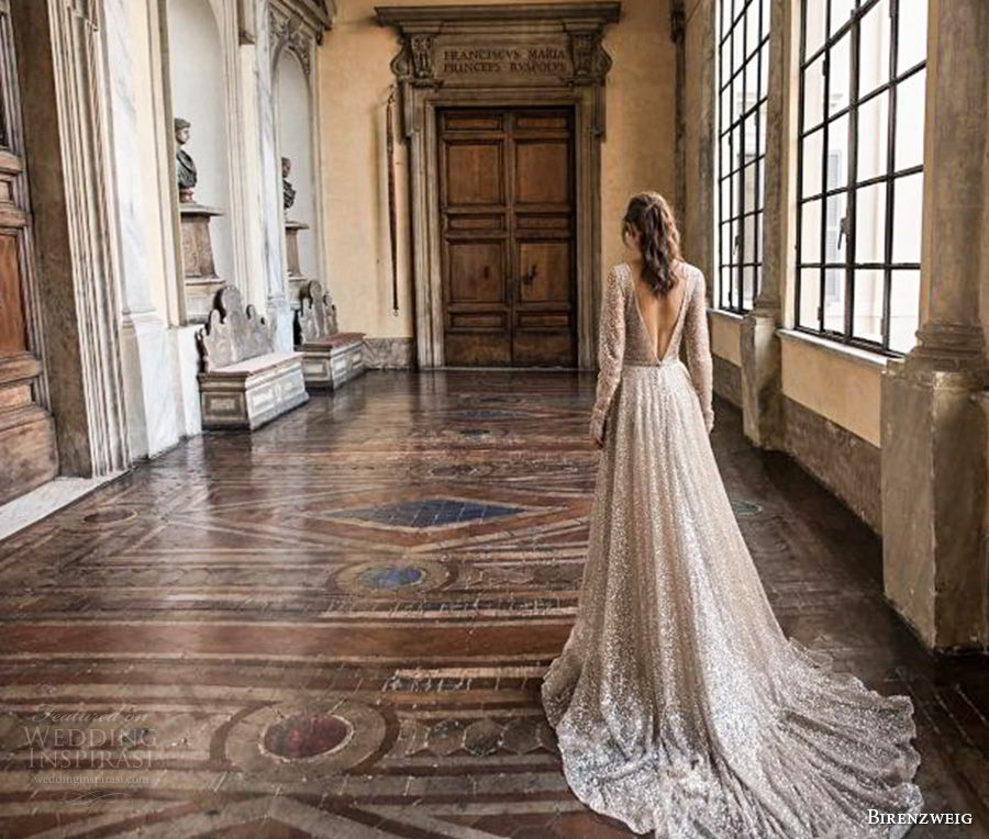 birenzweig 2018 bridal long sleeves deep v neck full embellishment sexy glamorous a line wedding dress open v back chapel train (5) bv birenzweig 2018 bridal long sleeves deep v neck full embellishment sexy glamorous a line wedding dress open v back chapel train (5) bv