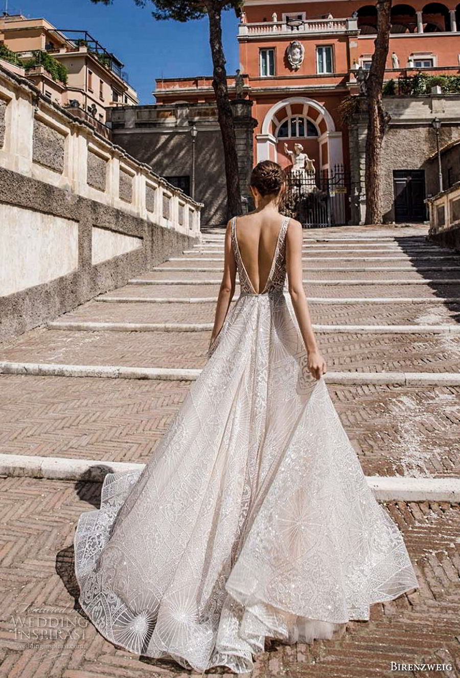 birenzweig 2018 bridal sleeveless illusion jewel v neck full embellishment romantic soft a line wedding dress chapel train (4) bv birenzweig 2018 bridal sleeveless illusion jewel v neck full embellishment romantic soft a line wedding dress chapel train (4) bv