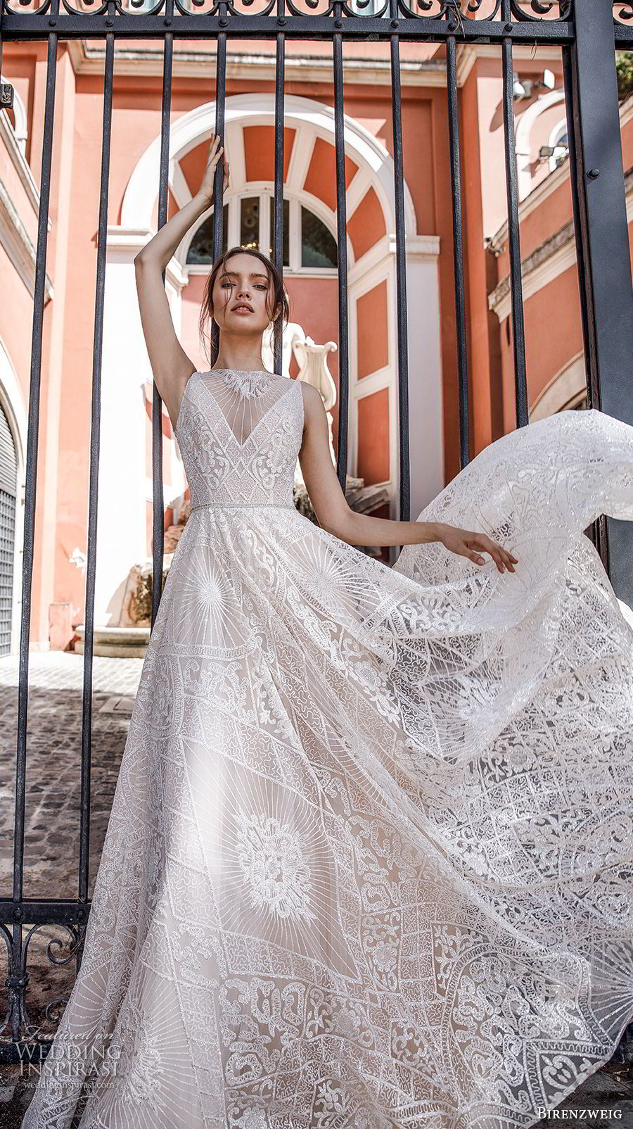 birenzweig 2018 bridal sleeveless illusion jewel v neck full embellishment romantic soft a line wedding dress chapel train (4) mv birenzweig 2018 bridal sleeveless illusion jewel v neck full embellishment romantic soft a line wedding dress chapel train (4) mv