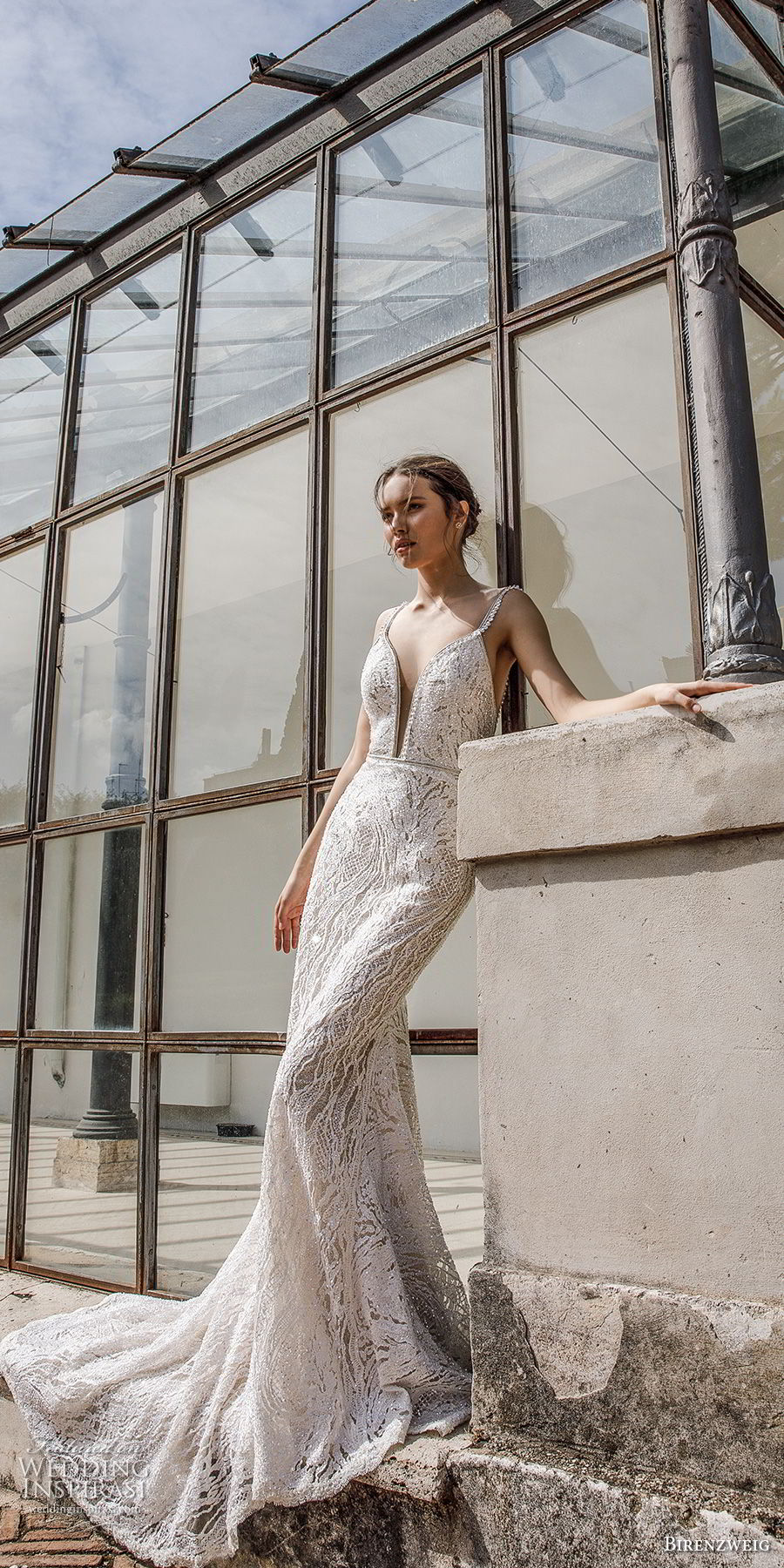 birenzweig 2018 bridal sleeveless spaghetti strap deep plunging sweetheart neckline elegant sexy fit and flare wedding dress open back chapel train (13) mv birenzweig 2018 bridal sleeveless spaghetti strap deep plunging sweetheart neckline elegant sexy fit and flare wedding dress open back chapel train (13) mv