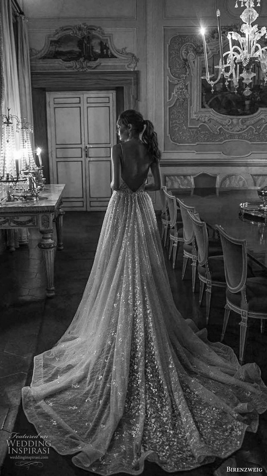 birenzweig 2018 bridal spaghetti strap deep plunging sweetheart neckline heavily embellished bodice romantic a line wedding dress open back chapel train (14) bv birenzweig 2018 bridal spaghetti strap deep plunging sweetheart neckline heavily embellished bodice romantic a line wedding dress open back chapel train (14) bv