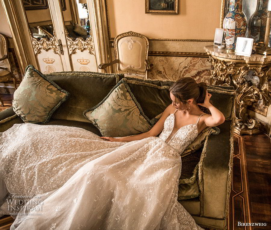 birenzweig 2018 bridal spaghetti strap deep plunging sweetheart neckline heavily embellished bodice romantic a line wedding dress open back chapel train (14) mv birenzweig 2018 bridal spaghetti strap deep plunging sweetheart neckline heavily embellished bodice romantic a line wedding dress open back chapel train (14) mv