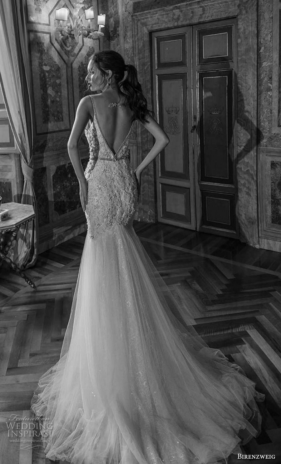 birenzweig 2018 bridal spaghetti strap deep plunging sweetheart neckline heavily embellished bodice sexy elegant trumpet wedding dress open v back chapel train (15) bv birenzweig 2018 bridal spaghetti strap deep plunging sweetheart neckline heavily embellished bodice sexy elegant trumpet wedding dress open v back chapel train (15) bv